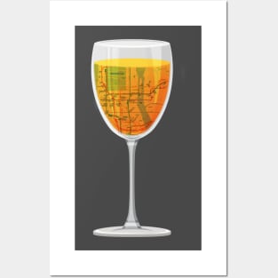 Orange Wine Glass Map NYC Posters and Art